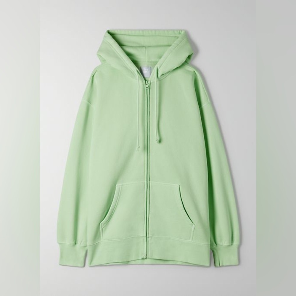 TNA Sweatfleece Set - Light Neon Green Zip-Up Hoodie with Matching Shorts